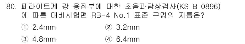 초음파비파괴검사기사 2022년 80번 - 정답과 핵심 포인트를 검수 중인 기출문제