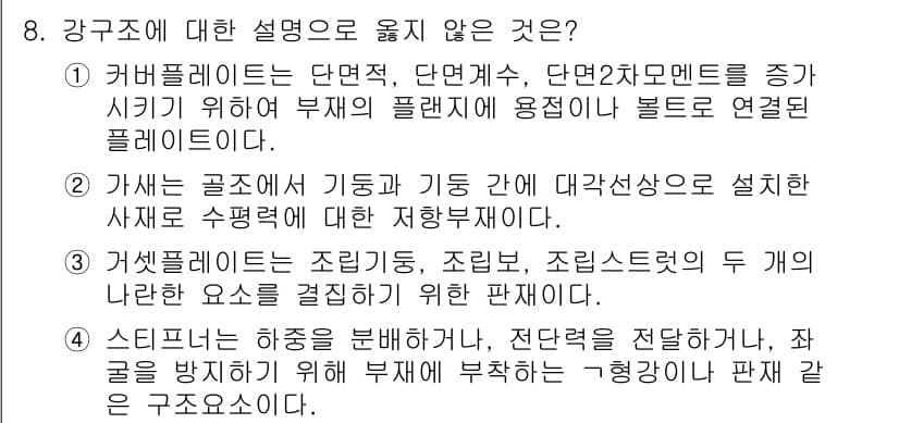 9급_국가직_공무원_건축구조 2022년 8번 - 정답과 핵심 포인트를 검수 중인 기출문제