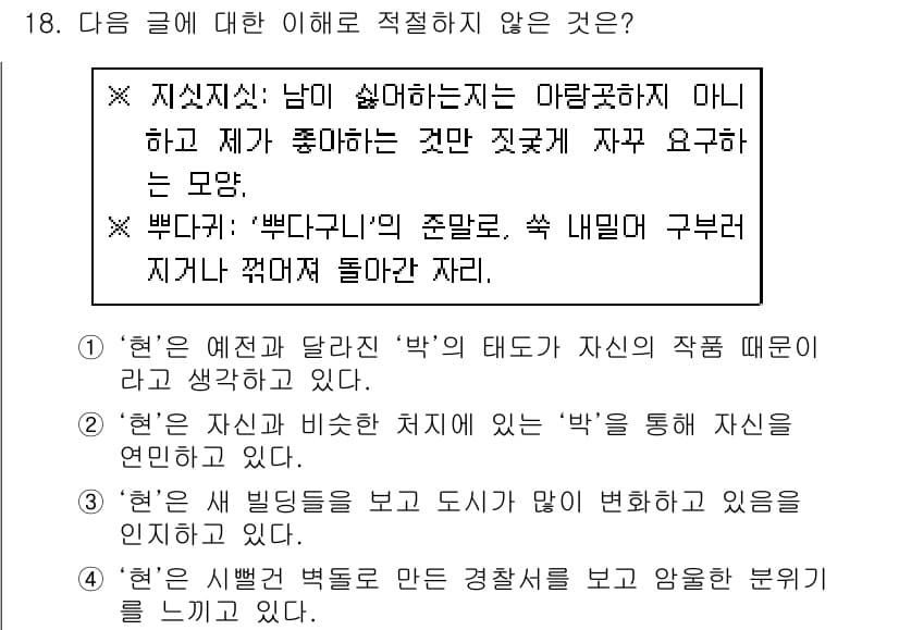 9급_국가직_공무원_국어 2022년 18번 - 정답과 핵심 포인트를 검수 중인 기출문제