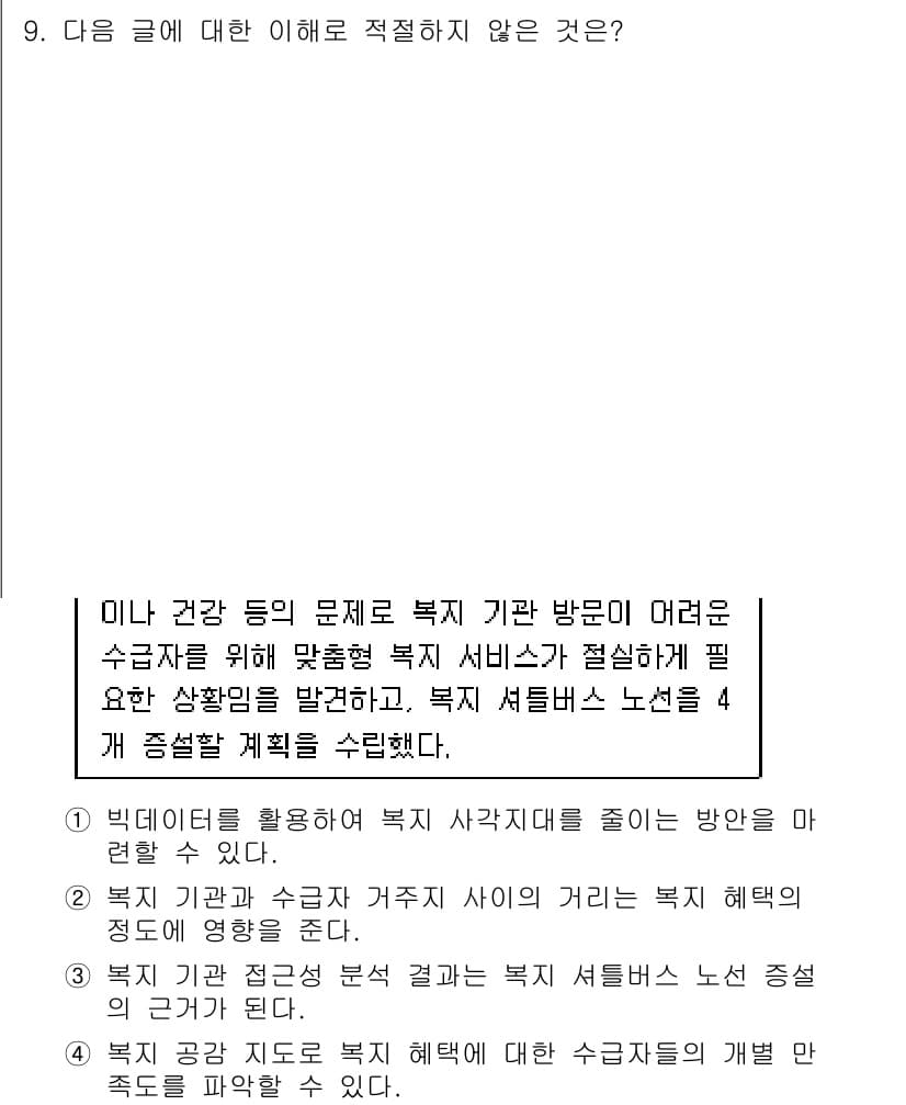 9급_국가직_공무원_국어 2022년 9번 - 정답과 핵심 포인트를 검수 중인 기출문제