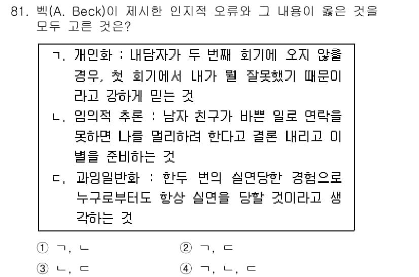 임상심리사_2급 2022년 81번 - 정답과 핵심 포인트를 검수 중인 기출문제