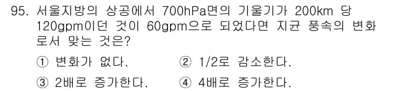기상기사 2022년 95번 - 정답과 핵심 포인트를 검수 중인 기출문제