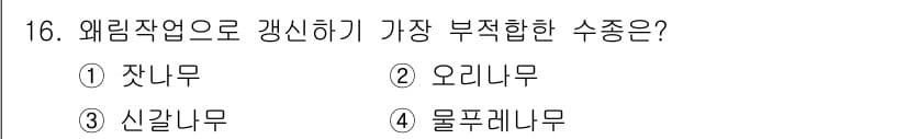 산림기사 2022년 16번 - 정답과 핵심 포인트를 검수 중인 기출문제