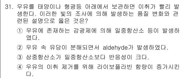 식품안전기사 2022년 31번 - 정답과 핵심 포인트를 검수 중인 기출문제