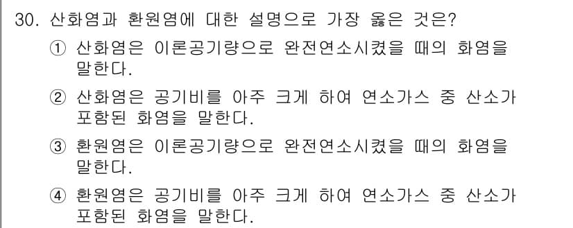 가스기사 2022년 30번 - 정답과 핵심 포인트를 검수 중인 기출문제