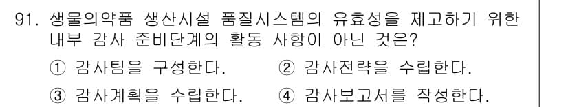 바이오화학제품제조기사 2022년 91번 - 정답과 핵심 포인트를 검수 중인 기출문제