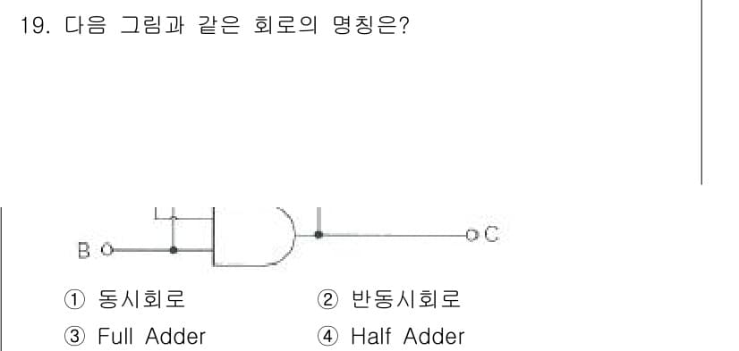 정보통신기사 2017년 19번 - 주어진 회로는 두 개의 입력(B, C)을 받아 합산하고, 직접적으로 Ca... 에 관한 핵심 기출문제