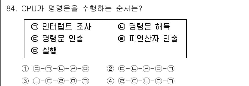 정보통신기사 2017년 84번 - . 

CPU는 명령어를 수행하기 위해 사용자의 명령을 해독하고, 이를 ... 에 관한 핵심 기출문제