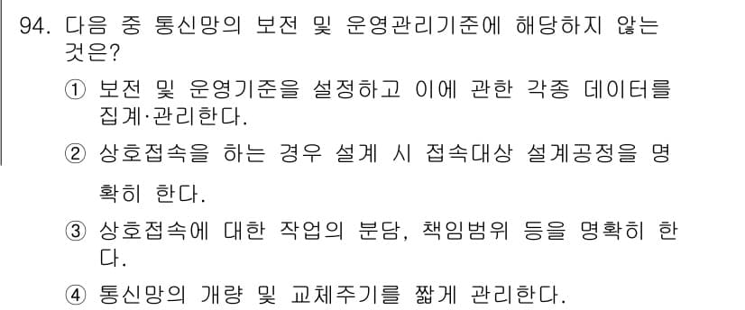 정보통신기사(구) 2018년 94번 - 정답과 핵심 포인트를 검수 중인 기출문제