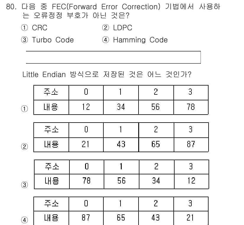 정보통신기사 2019년 80번 - 정답과 핵심 포인트를 검수 중인 기출문제