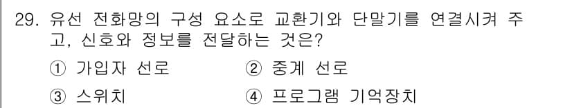 정보통신기사 2021년 29번 - 정답과 핵심 포인트를 검수 중인 기출문제