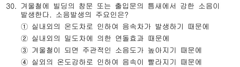 소음진동기사(구) 2016년 30번 - 정답과 핵심 포인트를 검수 중인 기출문제
