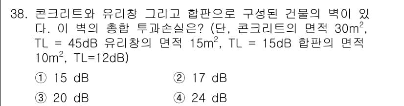 소음진동기사(구) 2016년 38번 - 정답과 핵심 포인트를 검수 중인 기출문제