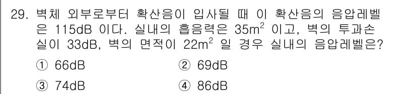 소음진동기사 2018년 29번 - 정답과 핵심 포인트를 검수 중인 기출문제