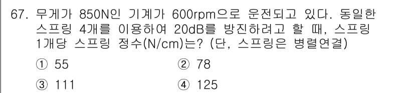 소음진동기사 2018년 67번 - 정답과 핵심 포인트를 검수 중인 기출문제