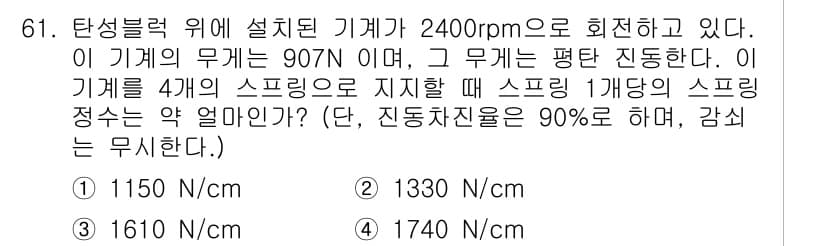 소음진동기사 2019년 62번 - 정답과 핵심 포인트를 검수 중인 기출문제