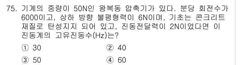 소음진동기사 2019년 76번 - 정답과 핵심 포인트를 검수 중인 기출문제
