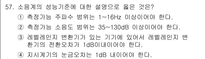 소음진동기사(구) 2020년 57번 - 정답과 핵심 포인트를 검수 중인 기출문제