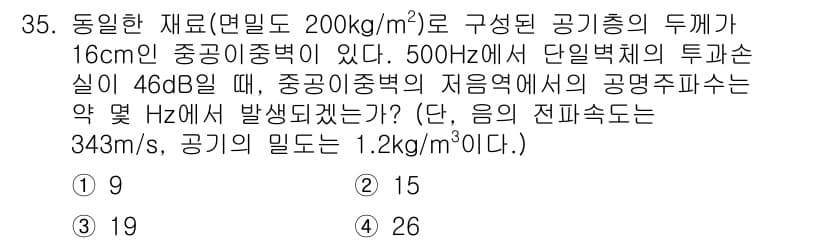 소음진동기사 2020년 35번 - 정답과 핵심 포인트를 검수 중인 기출문제