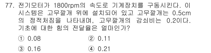 소음진동기사(구) 2021년 77번 - 정답과 핵심 포인트를 검수 중인 기출문제
