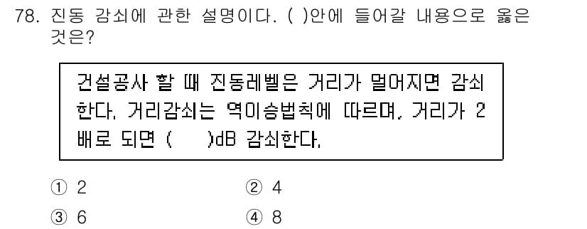 소음진동기사(구) 2021년 78번 - 정답과 핵심 포인트를 검수 중인 기출문제