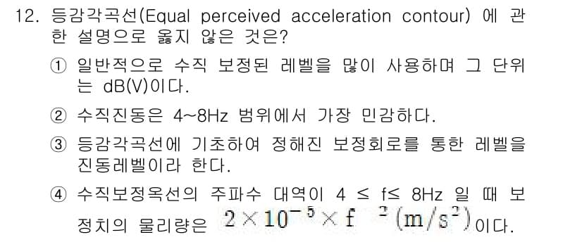 소음진동기사 2021년 12번 - 정답과 핵심 포인트를 검수 중인 기출문제