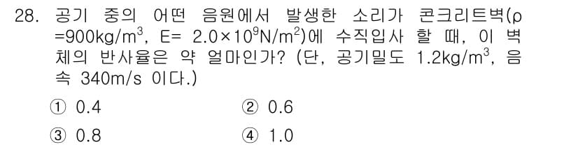 소음진동기사 2021년 28번 - 정답과 핵심 포인트를 검수 중인 기출문제