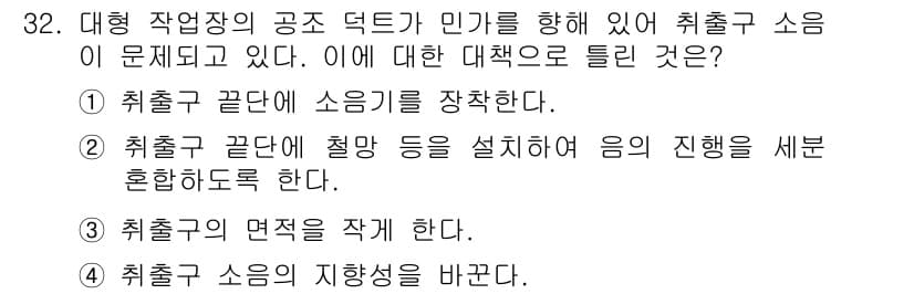 소음진동기사 2021년 32번 - 정답과 핵심 포인트를 검수 중인 기출문제