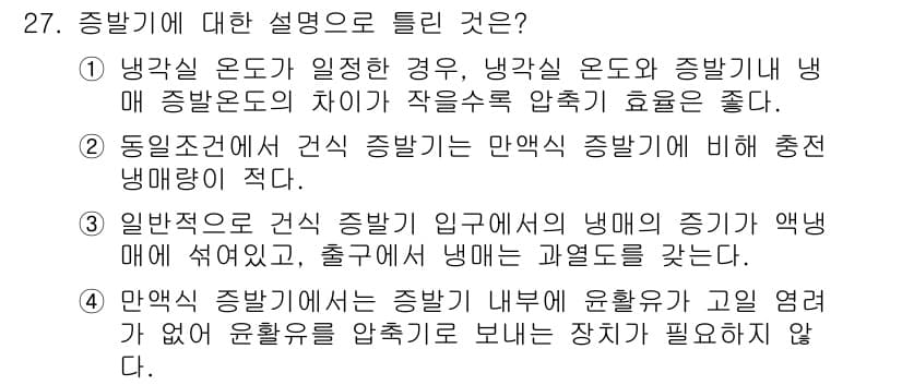 공조냉동기계기사(구) 2022년 28번 - 정답과 핵심 포인트를 검수 중인 기출문제