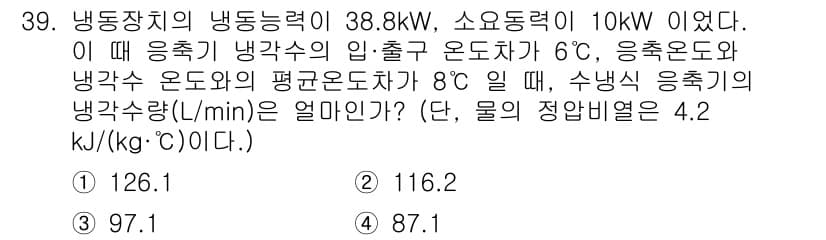 공조냉동기계기사(구) 2022년 40번 - 정답과 핵심 포인트를 검수 중인 기출문제