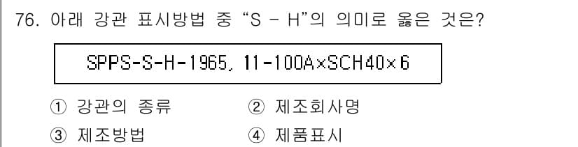 공조냉동기계기사 2022년 77번 - 정답 4번인 이유는 "S-H"가 제품 표시에서 일반적으로 사용되는 약어로... 에 관한 핵심 기출문제