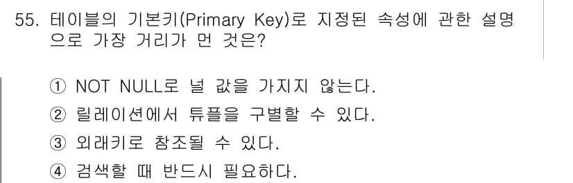 정보처리기사_필기 2022년 55번 - 정답과 핵심 포인트를 검수 중인 기출문제