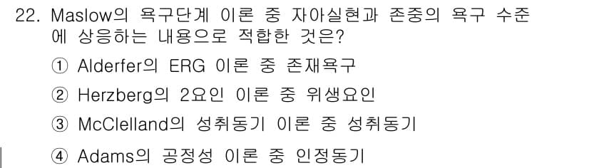 직업상담사_2급(구) 2022년 22번 - McClelland의 성취동기는 개인의 동기를 세 가지 기본 욕구(성취,... 에 관한 핵심 기출문제
