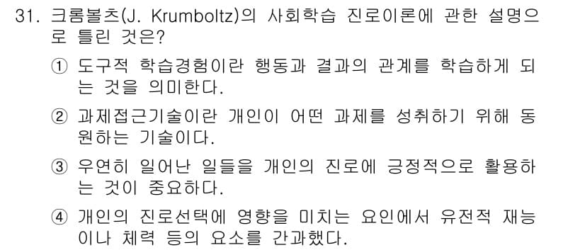 직업상담사_2급 2022년 31번 - 정답과 핵심 포인트를 검수 중인 기출문제