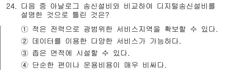 무선설비기사 2021년 24번 - 정답과 핵심 포인트를 검수 중인 기출문제