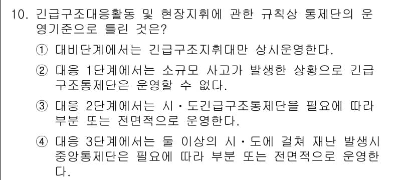 방재기사 2021년 10번 - 정답과 핵심 포인트를 검수 중인 기출문제