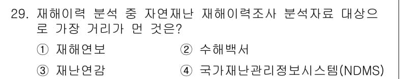 방재기사 2021년 29번 - 정답과 핵심 포인트를 검수 중인 기출문제
