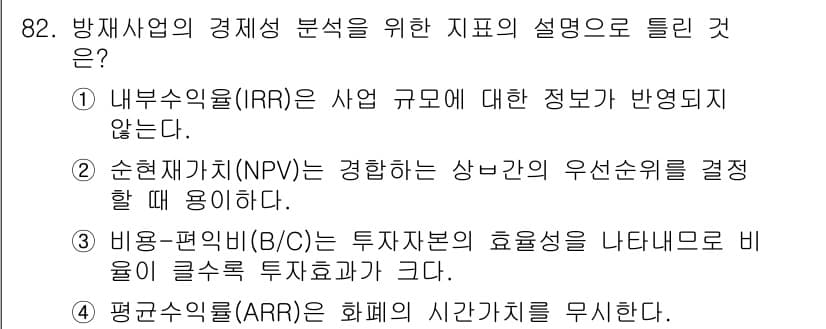 방재기사 2021년 82번 - 정답과 핵심 포인트를 검수 중인 기출문제
