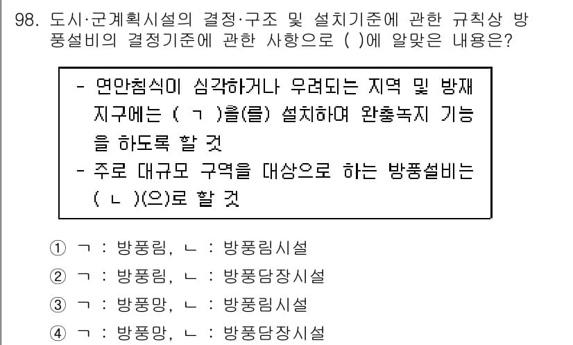 방재기사 2021년 98번 - 정답과 핵심 포인트를 검수 중인 기출문제