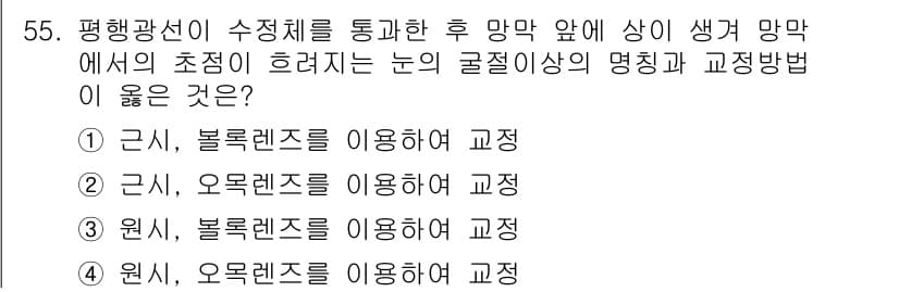 광학기사 2022년 55번 - 정답과 핵심 포인트를 검수 중인 기출문제