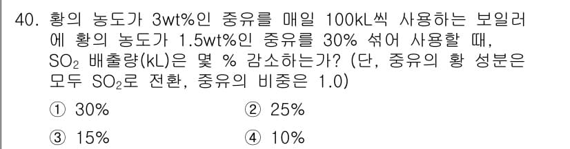 대기환경기사 2022년 40번 - 정답과 핵심 포인트를 검수 중인 기출문제