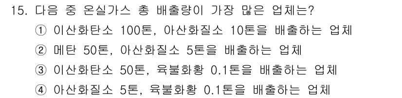 온실가스관리기사 2022년 15번 - 정답과 핵심 포인트를 검수 중인 기출문제