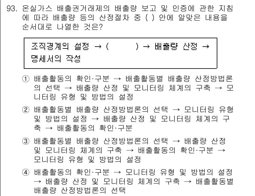 온실가스관리기사 2022년 93번 - 정답과 핵심 포인트를 검수 중인 기출문제