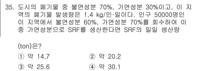 폐기물처리기사 2022년 35번 - 정답과 핵심 포인트를 검수 중인 기출문제