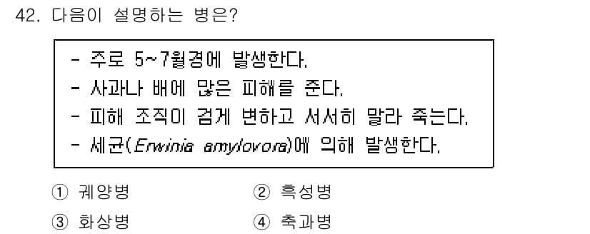 농산물품질관리사_1차 2022년 41번 - 정답과 핵심 포인트를 검수 중인 기출문제