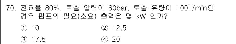 설비보전기사(구) 2022년 70번 - 정답과 핵심 포인트를 검수 중인 기출문제