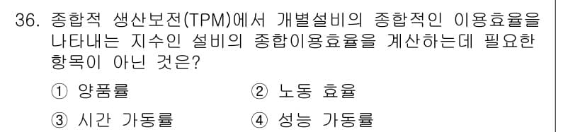 설비보전기사 2022년 36번 - 정답과 핵심 포인트를 검수 중인 기출문제