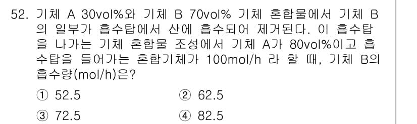 화공기사 2022년 52번 - 정답과 핵심 포인트를 검수 중인 기출문제