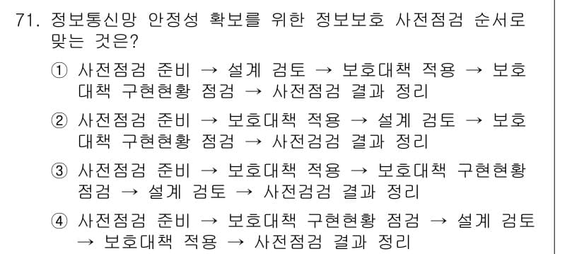 정보통신산업기사 2022년 71번 - 정답과 핵심 포인트를 검수 중인 기출문제