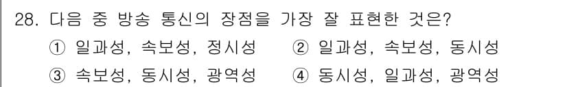 방송통신기능사 2022년 28번 - 정답과 핵심 포인트를 검수 중인 기출문제